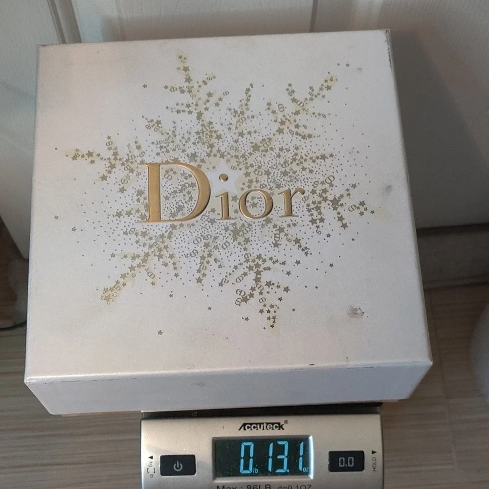Christian Dior‎ Christmas Snowflake Winter White and Metallic Gold Gift Box